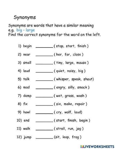 exerciser synonym|synonyms exercises for grade 7.
